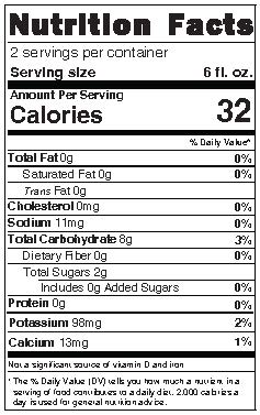 Cherry Seltzer Nutrition Label